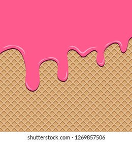 vector of wafer with dripping pink icing