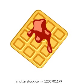 Vector waffle strawberry sauce on white background