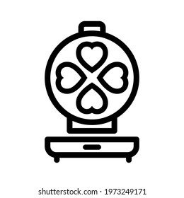 Vector waffle-iron icon. Outline kitchen waffle-iron logo for web design isolated on white background