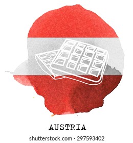 Vector waffles with watercolor austrian flag