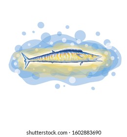 vector wahoo fish for t-shirt design