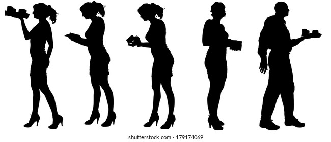 Vector waiter silhouette on a white background. 