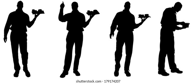 Vector waiter silhouette on a white background. 