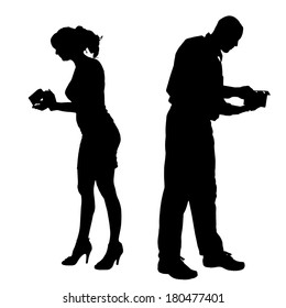 Vector waiter silhouette on a white background. 