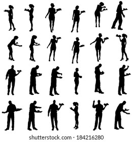 Vector waiter silhouette on a white background. 