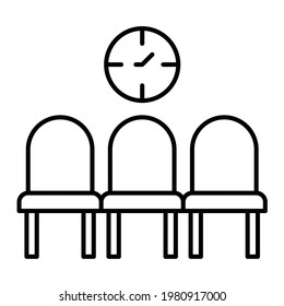 Diseño del icono de contorno de sala de espera del vector
