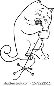 vector. Wakalist cat in black outline