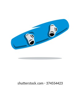 Vector Wakeboard Cartoon Illustration. Blue Wakeboard with fixation for shoes. Branding Identity Corporate Logo isolated on a white background