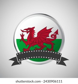 Vector Wales Round Flag Banner Vector Ilustración