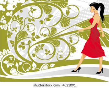 vector walk woman