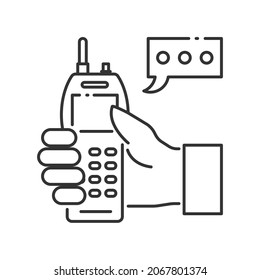 Vector walkie talkie outline icon, calling and communication related 4000x4000 Pixel, editable stroke whitebackground