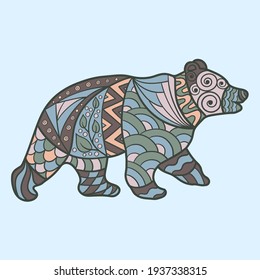 Vector walking bear with abstract patterns, zenart