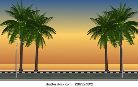 Vector walking by the sea