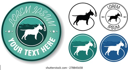 Vector walking dogs logo design in five variables