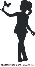 Vector. Walking girl  in black 11