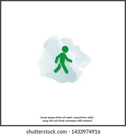 Vector walking pedestrian icon. Illustration of a walking man on white isolated background.