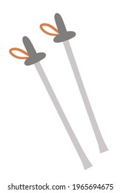Vector walking sticks. Nordic trekking equipment isolated on white background. Outdoor healthy sport or activity icon. Hiking accessory illustration
