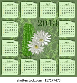 vector wall calendar for 2013 with flowers