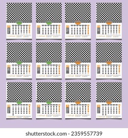 plantilla de calendario de pared vectorial 2024