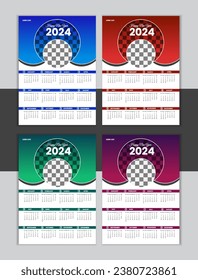 Vector Wall Calendar Design 2024 Template 