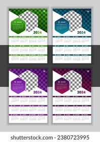 Vector Wall Calendar Design 2024 Template 