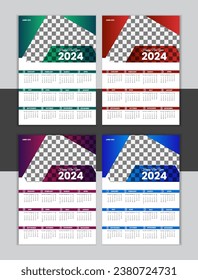 Vector Wall Calendar Design 2024 Template 