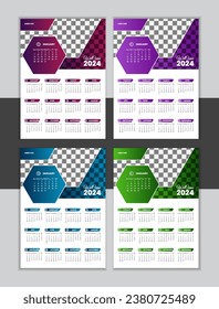 Plantilla de diseño de calendario de pared de vectores 2024 