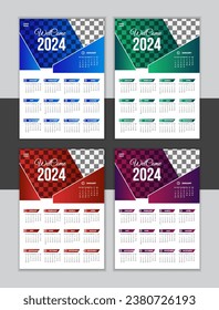 Vector Wall Calendar Design 2024 Template 