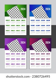 Vector Wall Calendar Design 2024 Template 