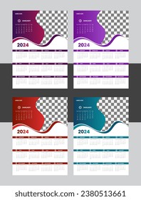 Vector Wall Calendar Design Template 2024