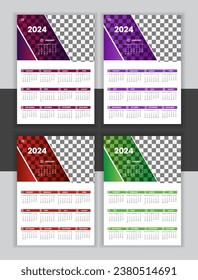 Vector Wall Calendar Design Template 2024