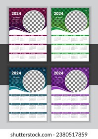 Vector Wall Calendar Design Template 2024