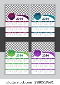 Vectorwall-Kalenderdesign-Vorlage 2024