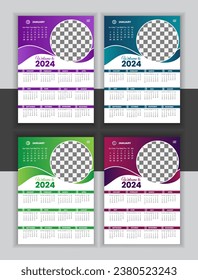 Vector Wall Calendar Design Template 2024