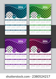 Vector Wall Calendar Design Template 2024