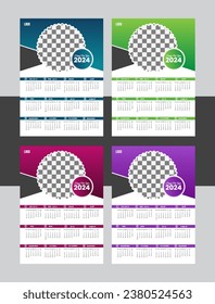 Vector Wall Calendar Design Template 2024