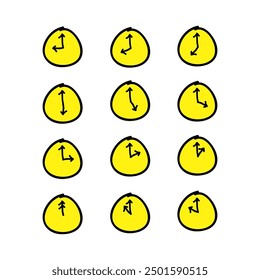 VECTOR: Wall Clock Character collection, Black and yellow