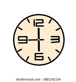Reloj de pared del vector con las nueve en punto