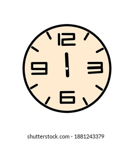 Vector wall clock showing twelve o'clock