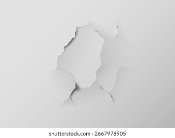 Rachadura de parede de vetor, efeito de rachadura de parede de tinta realista. Arranhões, fissura, fratura por destruição. Efeito de dano