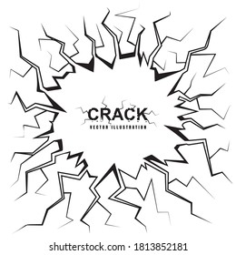 Vector Wall Cracks Icon Isolated. Fracture Surface Effect Background, Crack Border, Broken Collapse Vector Frame