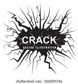 Vector Wall Cracks Icon Isolated. Fracture Surface Effect Background, Crack Border, Broken Collapse Vector Frame