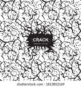 Vector Wall Cracks Seamless Pattern. Fracture Surface Effect or Broken Collapse Vector Frame