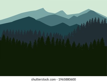 decoración de pared vectorial. vista de selva tropical, silueta de paisaje, afiche monocromo, paisaje natural silvestre. diseños para decoración de pared fondo de póster y banner