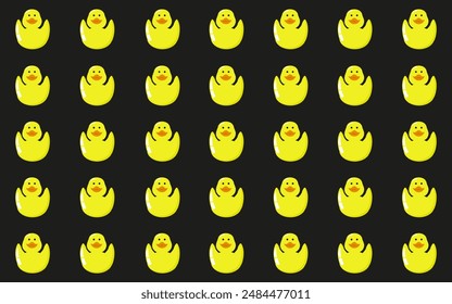 Vector Wall print design with yellow Rubber Duck. Duckduckjeep endless ornament. Vector can used fabric, t-shirt, textile print, cloth decor. Children seamless pattern.