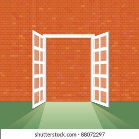 vector walled door in brick wall