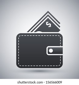 Vector wallet with cash icon