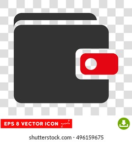 Vector Wallet EPS vector icon. Illustration style is flat iconic bicolor intensive red and gray symbol on a transparent background.