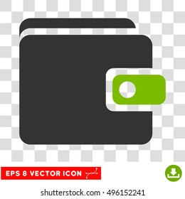 Vector Wallet EPS vector pictograph. Illustration style is flat iconic bicolor eco green and gray symbol on a transparent background.