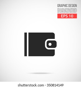 Vector wallet icon. Black vector icon. Modern flat design vector illustration, quality concept for web banner, web and mobile application, infographics. Vector icon isolated on gradient background